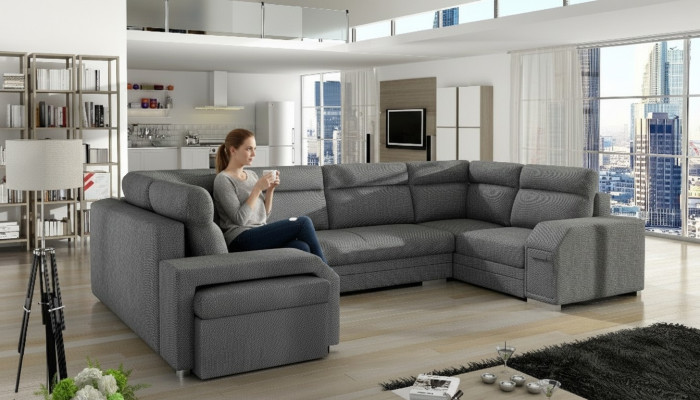 XXL Żywy krajobraz Narożnikowa kanapa Sofa Kanapa Podkładka Ustawić Designer Kształt U Narożnik Nowość