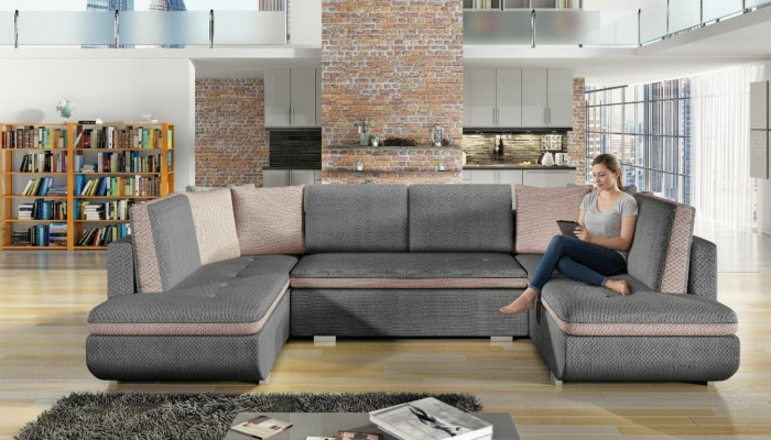 XXL Żywy krajobraz Narożnikowa kanapa Sofa Couch Podkładka Ustawić Narożnik Designer New Material