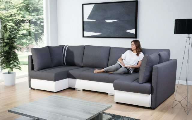 XXL Żywy krajobraz Sofa Kanapa Podkładka Ustawić Narożnik Designer Kształt U Narożnikowa kanapa Nowość