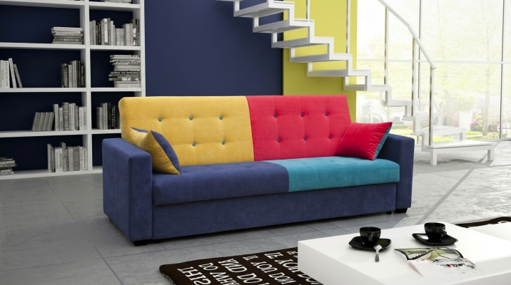 Sofa rozkładana Materiał Sofa Kanapa Włókienniczy Podkładka Ustawić funkcję łóżka 3 Siedziba Nowy