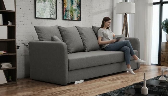 Sofa rozkładana Materiał 3 Siedziba Sofa Kanapa Włókienniczy Podkładka New Ustawić funkcję łóżka