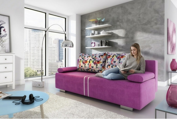Sofa rozkładana Materiał Sofa Kanapa Włókienniczy Podkładka Nowa Ustawić funkcję łóżka 3 Siedziba