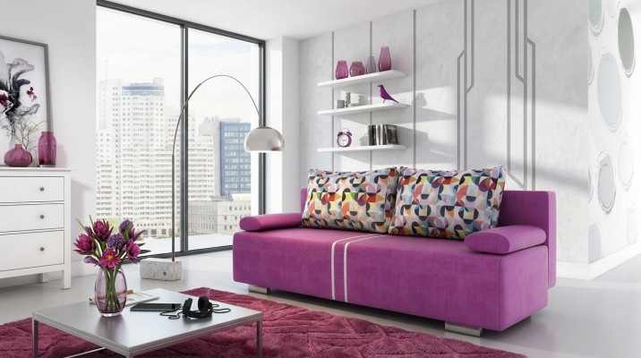 Sofa rozkładana Materiał Sofa Kanapa Włókienniczy Podkładka Nowa Ustawić funkcję łóżka 3 Siedziba