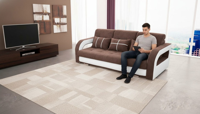 Sofa Kanapa Podkładka Sofy Kanapy Sofa rozkładana Funkcja łóżka 3 miejsce siedzące + Stołek Nowość