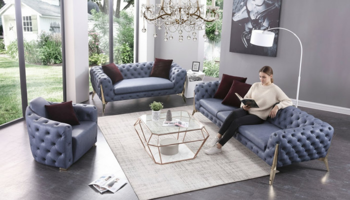 Luksusowa Sofa Sofa Podkładka Siedziba 3+2+1 Ustawić Chesterfield Obcios