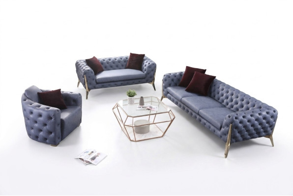 Luksusowa Sofa Sofa Podkładka Siedziba 3+2+1 Ustawić Chesterfield Obcios