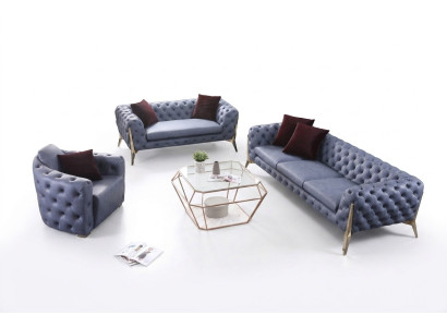 Luksusowa Sofa Sofa Podkładka Siedziba 3+2+1 Ustawić Chesterfield Obcios