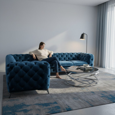 Aksamit Narożnik Luksusowa Sofa Chesterfield Podkładka Narożnik Kanapy Siedziba Kanapy Sofy