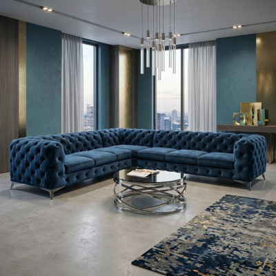 Aksamit Narożnik Luksusowa Sofa Chesterfield Podkładka Narożnik Kanapy Siedziba Kanapy Sofy