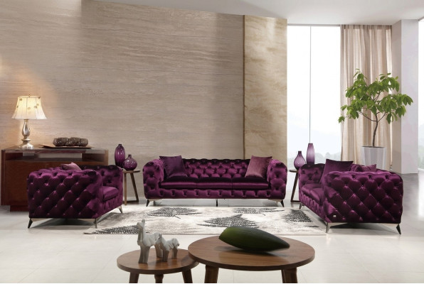 Luksusowy Materiał Włókienniczy Sofa Kanapa Podkładka Siedziba 3+1 Ustawić Chesterfield Obcios