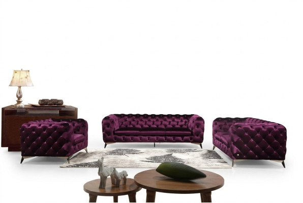 Luksusowy Materiał Włókienniczy Sofa Kanapa Podkładka Siedziba 3+1 Ustawić Chesterfield Obcios