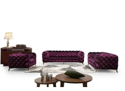 Luksusowy Materiał Włókienniczy Sofa Kanapa Podkładka Siedziba 3+1 Ustawić Chesterfield Obcios
