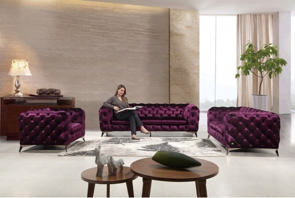 Luksusowa Sofa Sofa Podkładka Siedziba 3+2 Ustawić Chesterfield Obcios