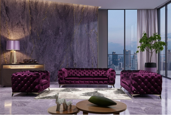 Luksusowa Sofa Sofa Podkładka Siedziba 3+2 Ustawić Chesterfield Obcios