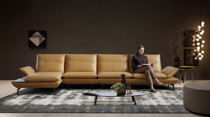 Narożnik Siedziba Sofa Kanapa Designer Podkładka Narożnik Living Landscape Skóra Kanapy