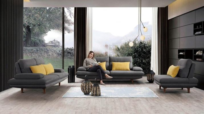 Sofa Kanapa Podkładka Siedziba Design Ustawić 3+2+1 Włókienniczy Kanapy Sofy Materiał