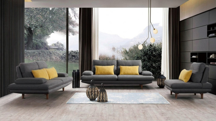 Sofa Kanapa Podkładka Siedziba Design Ustawić 3+2+1 Włókienniczy Kanapy Sofy Materiał