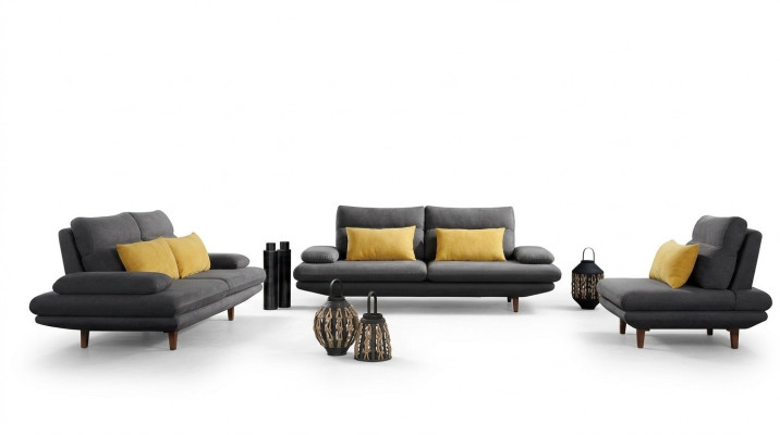 Sofa Kanapa Podkładka Siedziba Design Ustawić 3+2+1 Włókienniczy Kanapy Sofy Materiał