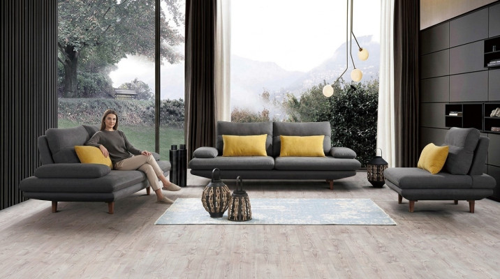 Sofa Designerska Trzyosobowa Kanapa 3 Siedziba Podkładka Skóra Couchen Duże Sofy Włókiennicze Nowość