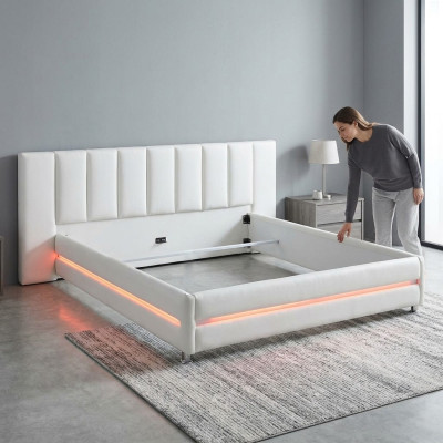 Skóra Design Łóżko Double Luxury Małżeństwo Nowoczesny Hotel Frame Sleep Pokój