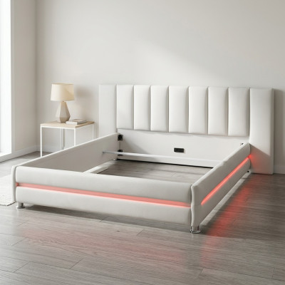Skóra Design Łóżko Double Luxury Małżeństwo Nowoczesny Hotel Frame Sleep Pokój