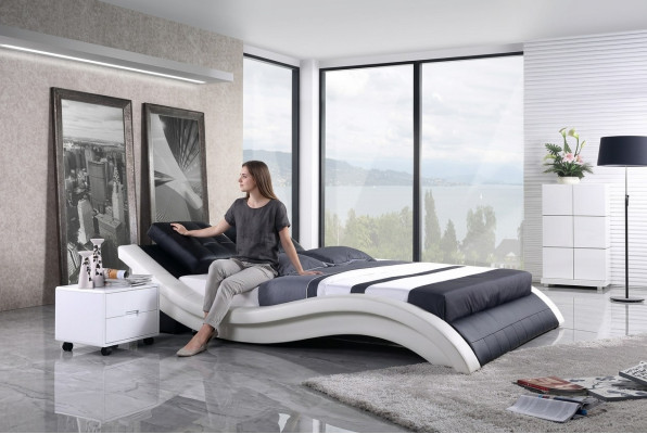 Projekt łóżka Double Hotel Frame Sleep Pokój Skóra Luxury Modern