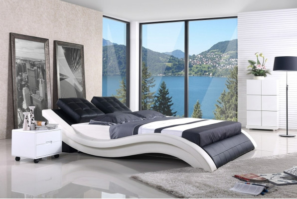 Projekt łóżka Double Hotel Frame Sleep Pokój Skóra Luxury Modern
