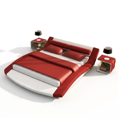 Design Skóra Łóżko Hotel Frame Luxury Sleep Pokój Double bed Małżeństwo Modern