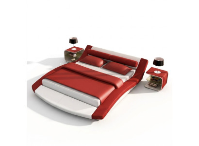 Design Skóra Łóżko Hotel Frame Luxury Sleep Pokój Double bed Małżeństwo Modern