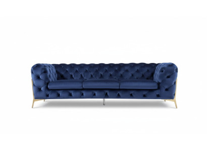 Sofa Chesterfield Couch Podkładka XXL Ustaw Włókienniczy 3+3 Designerskie kanapy niebieskie