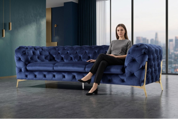 Sofa Chesterfield Kanapa Tapicerowana XXL Duży Komplet Tekstylia 3+1+1 Kanapy projektanta