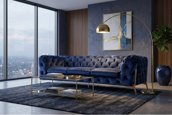 Sofa Chesterfield Kanapa Tapicerowana XXL Duży Komplet Tekstylia 3+1+1 Kanapy projektanta