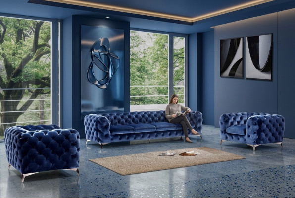 Sofa Chesterfield Couch Podkładka XXL Duży Ustaw Włókienniczy 3+3 designerskie kanapy