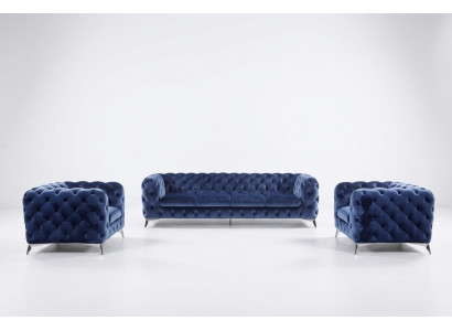Sofa Chesterfield Couch Podkładka XXL Duży Ustaw Włókienniczy 2+1+1 designerskie kanapy