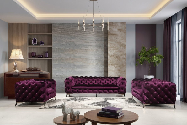 Sofa Chesterfield Couch XXL Big Ustaw Włókienniczy 3+1+1 Designerskie Kanapy Podkładka