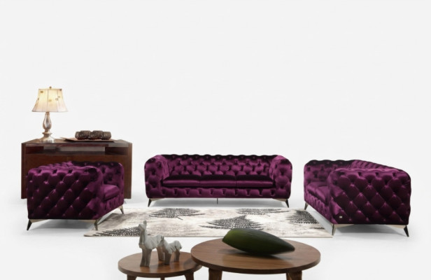 Sofa Chesterfield Couch XXL Big Ustaw Włókienniczy 3+1+1 Designerskie Kanapy Podkładka