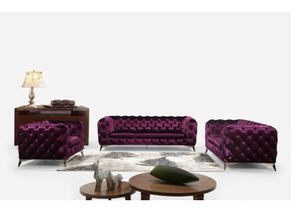 Sofa Chesterfield Couch XXL Big Ustaw Włókienniczy 3+1+1 Designerskie Kanapy Podkładka