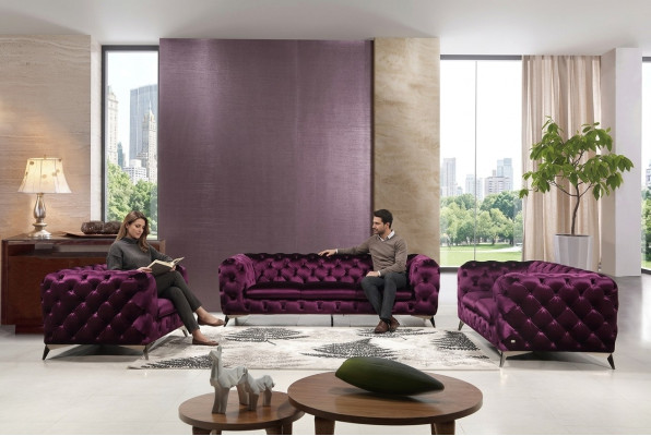 Sofa Chesterfield Podkładka Couch XXL Big Ustawienie Włókiennicze 2+1+1 designerskie