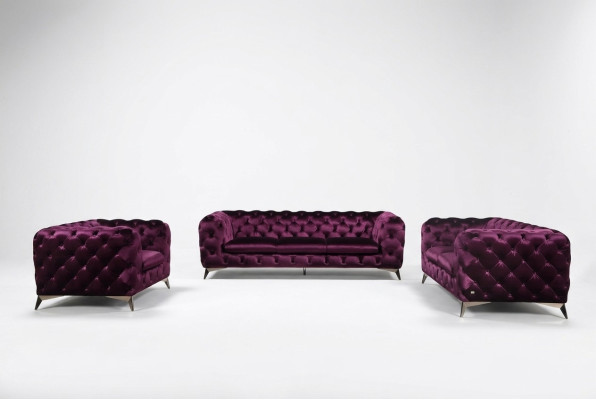 Sofa Chesterfield Włoska 2x Sofa Jednoosobowa Zestaw Podkładek Nowa 1+1 Siedziba