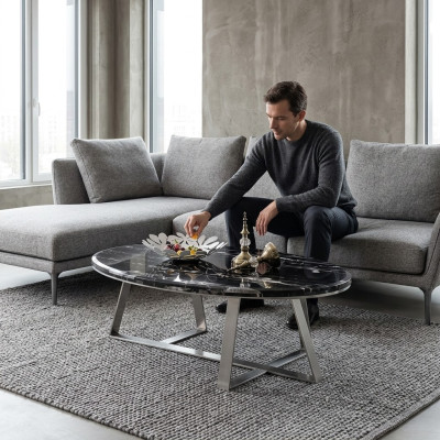 Sofa Tabela Okrągły stoły Okrągły Sofa New Metal Szkło Side Designer