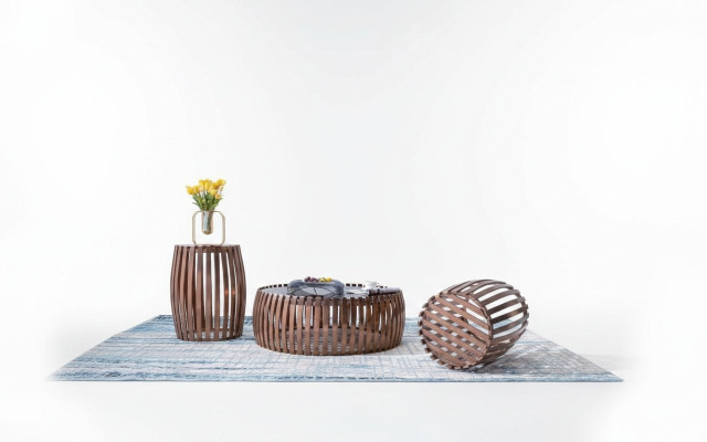 Bok kanapy Tabela Okrągły stoły Okrągły Sofa Metal Szkło Designer