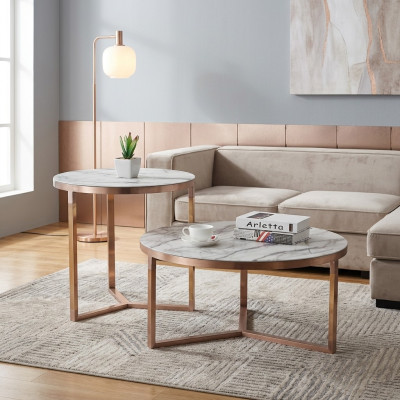Designerska Kanapa Metalowa Szkło Tabela + Side Stoły Sofa Nowość 2 szt. ustawić