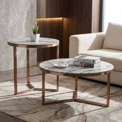 Kanapa Tabela Okrągły stoły Okrągły Sofa Metal Szkło Side Designer Luxury