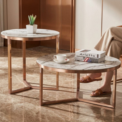 Designerska kanapa Tabela Okrągły stoły Okrągły Sofa Metal Szkło Bok