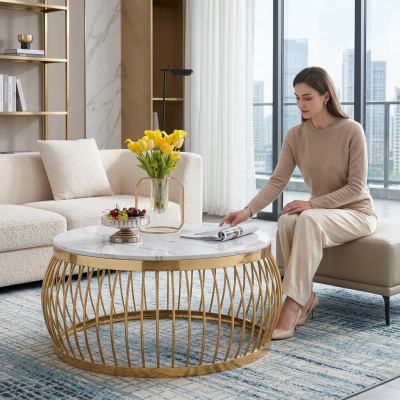 Okrągła designerska kanapa kamienna Stal nierdzewna Sofa Tabela Wohn Design Okrągłe