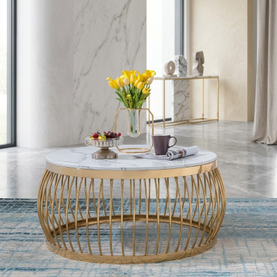 Okrągła designerska kanapa kamienna Stal nierdzewna Sofa Tabela Wohn Design Okrągłe
