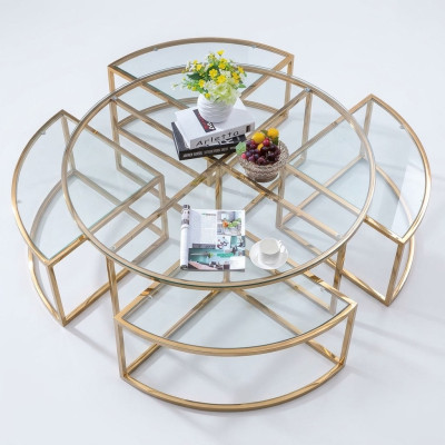 Okrągły designerska szklana sofa, Stal nierdzewna -Sofa-Tabela , Okrągły Design dla do home