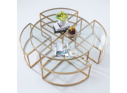 Okrągły designerska szklana sofa, Stal nierdzewna -Sofa-Tabela , Okrągły Design dla do home