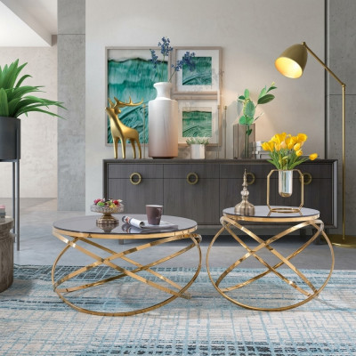 Sofa Tabela Okrągły stoły Okrągły Sofa Metal Szkło Side Designer