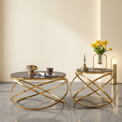 Boczna kanapa Tabela Okrągły stoły Okrągły Sofa Metal Faux Marble Designer Luxury